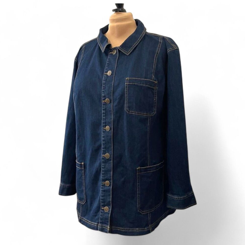 CATHERINES Women's Plus Size Blue Stretch Denim Jacket SIZE 4X